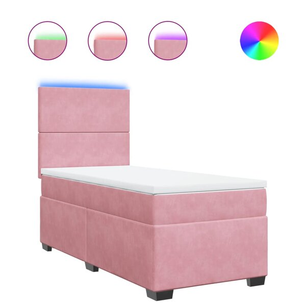 vidaXL Sommier à lattes de lit et matelas Rose 80x200 cm Velours