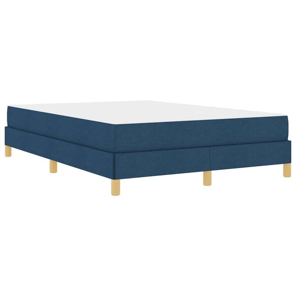 vidaXL Lit à ressorts Bleu  marron 160 x 200 cm Tissu  Bois Engineered