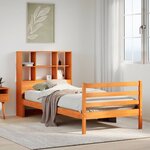 vidaXL Lit bibliothèque sans matelas cire marron 90x190 cm bois massif