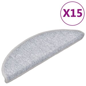 vidaXL Tapis d'escalier 15 Pièces Gris clair 56x17x3 cm