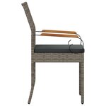 vidaXL Chaises de jardin avec coussin 2 Pièces Gris et Gris foncé