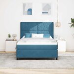 vidaXL Lit à Ressorts avec Matelas LED Bleu 140 x 200 cm Velours