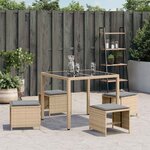 vidaXL Tabourets de jardin coussins lot de 4 mélange beige 41x41x36 cm