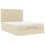 VidaXL Cadre de lit ottoman avec matelas crème 140x190 cm tissu