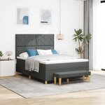 vidaXL Lit à ressorts avec matelas Gris foncé 140 x 190 cm tissu