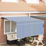 vidaXL Auvent Rétractable Bleu et anthracite 350 x 250 cm
