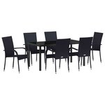 vidaXL Ensemble de salle à manger pour jardin 7 Pièces Noir