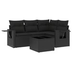 vidaXL Salon de jardin 5 Pièces avec coussins noir résine tressée