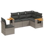 vidaXL Salon de jardin 5 Pièces avec coussins gris résine tressée