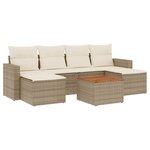 vidaXL Salon de jardin avec coussins 7 Pièces beige résine tressée