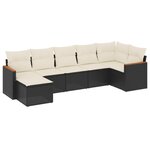 vidaXL Salon de jardin 7 Pièces avec coussins noir résine tressée