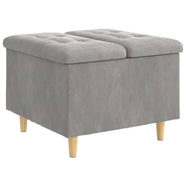 vidaXL Pouf de rangement Gris clair 60 x 60 x 45 cm Velours