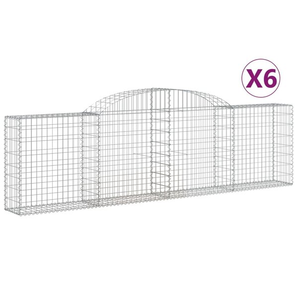 vidaXL Paniers à gabions arqués 6 Pièces 300x30x80/100 cm fer galvanisé