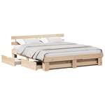 vidaXL Cadre de lit avec tête de lit Marron 180 x 200 cm Pin massif