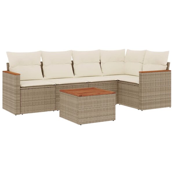 vidaXL Salon de jardin avec coussins 6 Pièces beige résine tressée