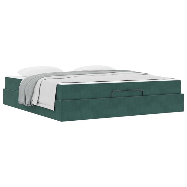 vidaXL Cadre de lit avec matelas avec matelas 2 Pièces Vert Velours