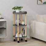 vidaXL Chariot à 3 niveaux Gris 38x38x82 cm Bois d'ingénierie et pin
