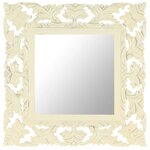 vidaXL Miroir sculpté à la main Blanc 50x50 cm Bois de manguier massif