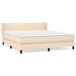 vidaXL Sommier à lattes de lit avec matelas Crème 160x200 cm Tissu