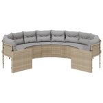 vidaXL Canapé de jardin avec coussins rond beige résine tressée