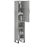 vidaXL Buffet haut Gris béton 34 5x34x180 cm Bois d'ingénierie