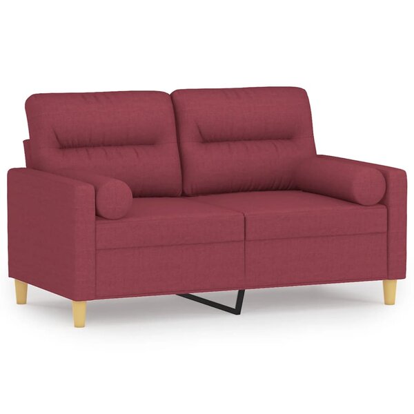 vidaXL Canapé 2 places avec oreillers bordeaux 120 cm tissu