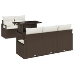 Ensemble de canapés jardin vidaXL 6 pièces avec coussins en poly rotin marron