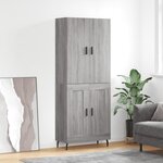 vidaXL Buffet haut Sonoma gris 69 5x34x180 cm Bois d'ingénierie