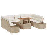 vidaXL Ensemble de canapé de jardin 10 Pièces Beige Poly rotin