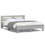 vidaXL Cadre de lit avec tête de lit et LED sonoma gris 140x190 cm