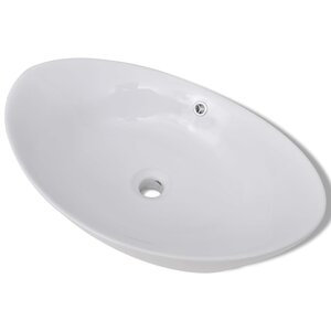 vidaXL Lavabo ovale en céramique avec trop plein 59 x 38 5 cm