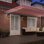 vidaXL Auvent Rétractable Rouge et Blanc 500 × 350 cm Tissu et Métal