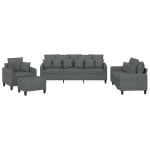 vidaXL Ensemble de canapés 4 Pièces coussins gris foncé tissu