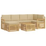 vidaXL Ensemble de canapés d'extérieur 7 pc Blanc et Beige Polyester
