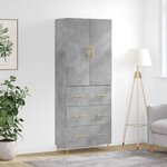 vidaXL Buffet haut Gris béton 69 5x34x180 cm Bois d'ingénierie