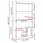 vidaXL Buffet haut vieux bois 92x33x180 cm bois d'ingénierie