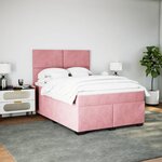 vidaXL Sommier à lattes de lit avec matelas Rose 140x190 cm Velours