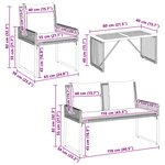 vidaXL Ensemble de meubles d'extérieur 4 Pièces Noir et blanc crème