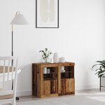 vidaXL Armoires latérales avec lumières LED 2 Pièces Bois ancien 41x37x67 cm