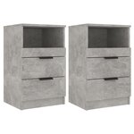 vidaXL Tables de chevet 2 Pièces Gris béton Bois d'ingénierie