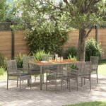 vidaXL Ensemble de salle à manger pour jardin 7 Pièces Gris Poly rotin