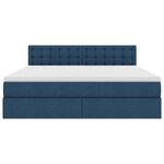 vidaXL Lit de rangement LED avec matelas Bleu 160 x 200 cm Tissu