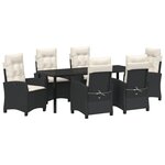 vidaXL Ensemble de salle à manger de jardin de 7 pièces avec coussins en rattan poly noir