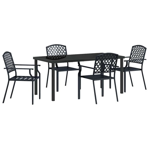 vidaXL Ensemble de salle à manger pour jardin 5 Pièces Anthracite Acier