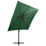 vidaXL Parasol de jardin en porte-à-faux et mât et lumières LED vert