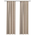 vidaXL Rideaux occultants aspect lin et crochets 2 Pièces beige 140x225cm