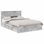 vidaXL Lit de Rangement Gris béton 135 x 190 cm Bois d'ingénierie