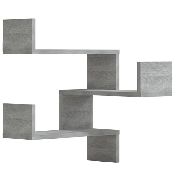 vidaXL Étagères d'angle murales 2 Pièces Sonoma gris 40x40x50 cm Bois