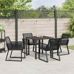 vidaXL Ensemble de salle à manger pour jardin 5 Pièces Noir Poly rotin