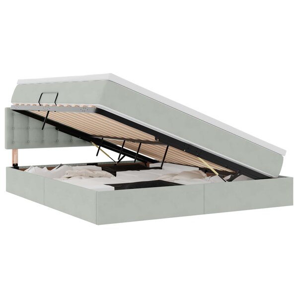 vidaXL Lit de Rangement Gris clair 160 x 200 cm Velours